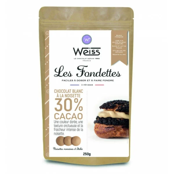 Chocolat Blanc Noisette 30% Fondettes 250g Weiss soldes pas cher 1