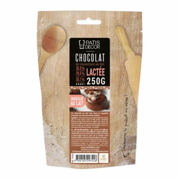 boutique pas cher PATISDECOR Chocolat De Couverture Au Lait Lactée 35% 250 G Patisdécor 1