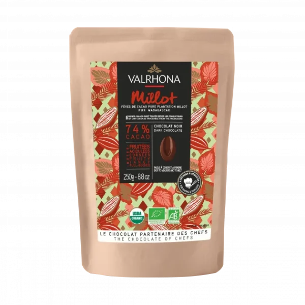 en france Chocolat De Couverture Noir Millot 74% Bio 250g Valrhona 1