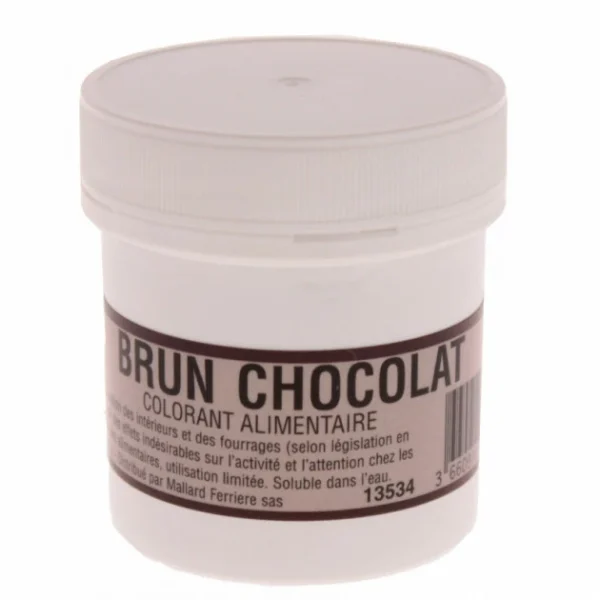 MALLARD FERRIERE Colorant Alimentaire Marron Brun Chocolat E102/E129/E151 Poudre Hydrosoluble 20g nouveau produit 1