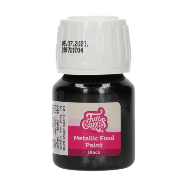 Colorant Alimentaire Métallique Liquide Noir 30 Ml Funcakes france 3