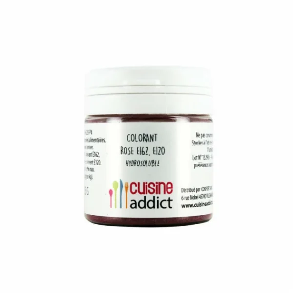 Colorant Alimentaire Rose E162/E120 Poudre Hydrosoluble 25 G Cuisineaddict site pas cher 1