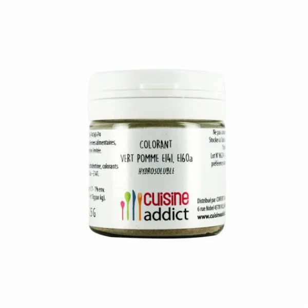 marque pas cher Colorant Alimentaire Vert Pomme E141/E160A Poudre Hydrosoluble 25 G Cuisineaddict 1