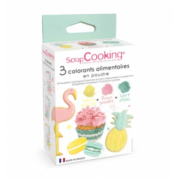 Lot De 3 Colorants Alimentaire En Poudre Rose, Vert, Jaune Pastel 5g Scrapcooking livraison la plus rapide 1