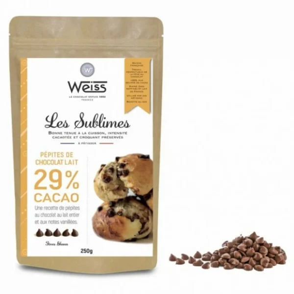 Pépites De Chocolat Au Lait 29% 250g Weiss Boutique officielle 1