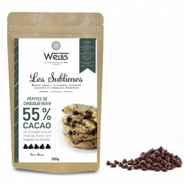 Pépites De Chocolat Noir 55% 250g Weiss garantis authentique 1