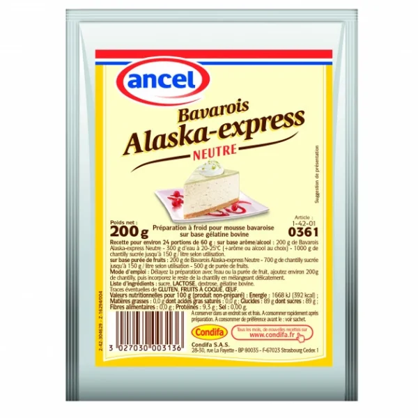 pas cher Préparation Bavarois Neutre Alaska Express 200g Ancel 1