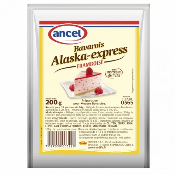 Préparation Mousse Bavaroise Framboise 200g Alaska-Express Ancel Neuve avec étiquette 1