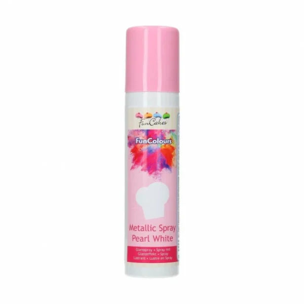 Spray Alimentaire Colorant Blanc Nacré 100 Ml Funcakes marque pas cher en ligne 1